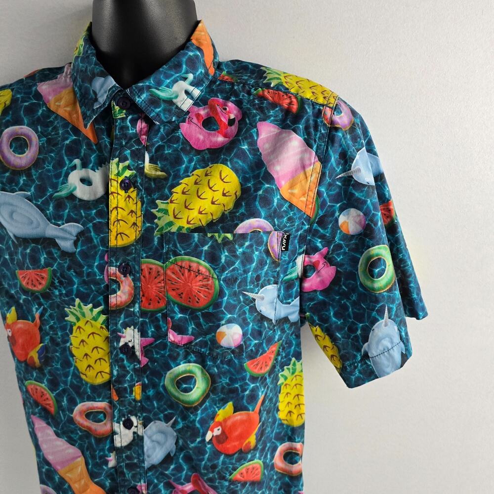 AVU Men’s Button-Up Shirt Small – Short Sleeve Summer Print Hawaiian Aloha Party - Picture 2 of 8
